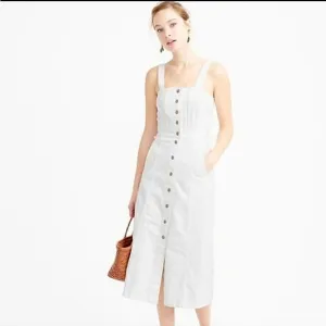 J.Crew Denim Button Front Midi Overall Dress