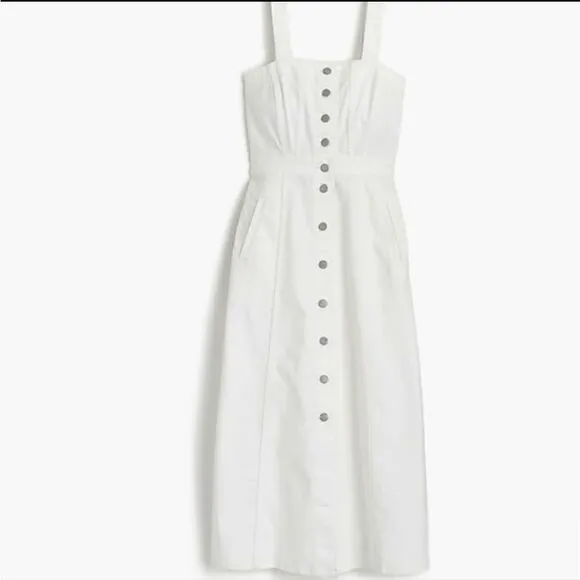 J.Crew Denim Button Front Midi Overall Dress