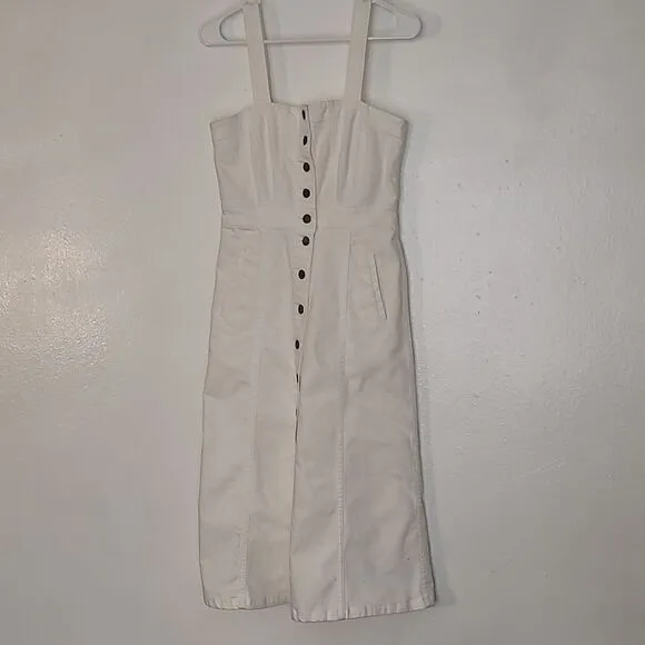 J.Crew Denim Button Front Midi Overall Dress
