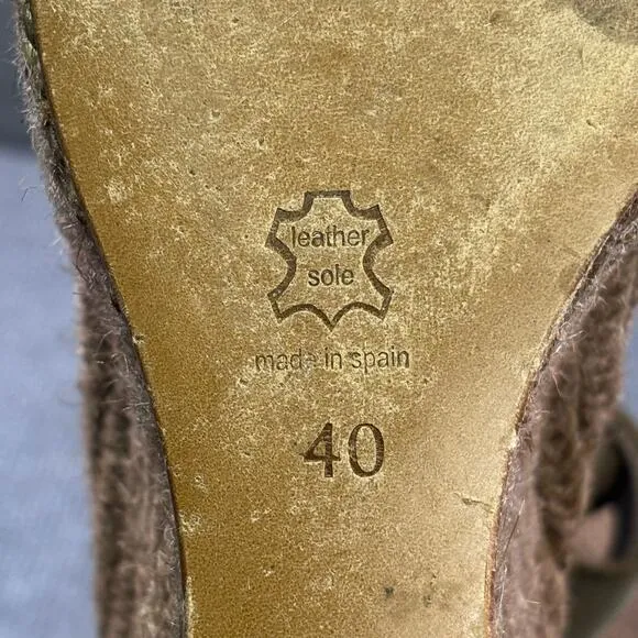 Jean Michel Cazabat Espadrilles Women’s 9.5 Strappy High Wedge Boho Olive Green