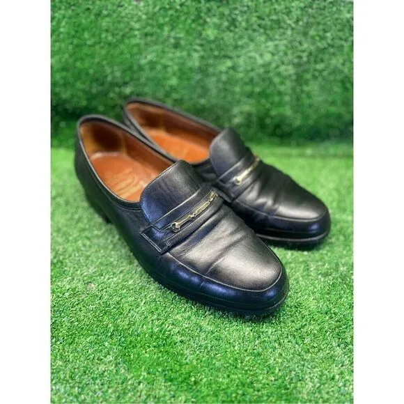 Jean Pierre Dress Shoes Size 6 Men’s Black Genuine Leather Loafers Slip On