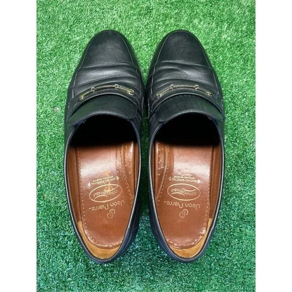 Jean Pierre Dress Shoes Size 6 Men’s Black Genuine Leather Loafers Slip On
