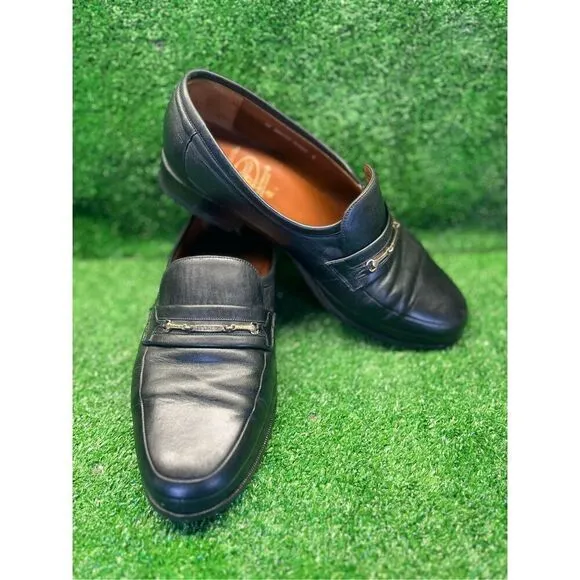 Jean Pierre Dress Shoes Size 6 Men’s Black Genuine Leather Loafers Slip On