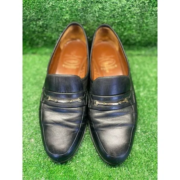 Jean Pierre Dress Shoes Size 6 Men’s Black Genuine Leather Loafers Slip On