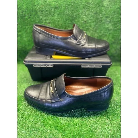 Jean Pierre Dress Shoes Size 6 Men’s Black Genuine Leather Loafers Slip On