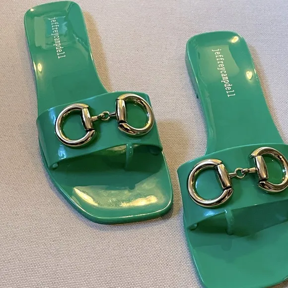JEFFREY CAMPBELL Annia Horsebit Green Flat Sandals - Women’s Size 7 - New