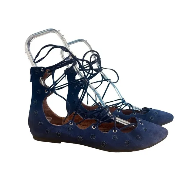 Jeffrey Campbell for Free People Lace Up Flats Embellished Size 9