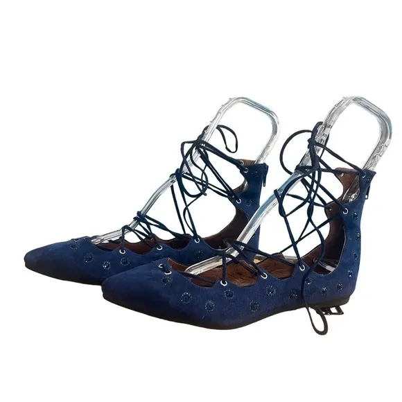 Jeffrey Campbell for Free People Lace Up Flats Embellished Size 9