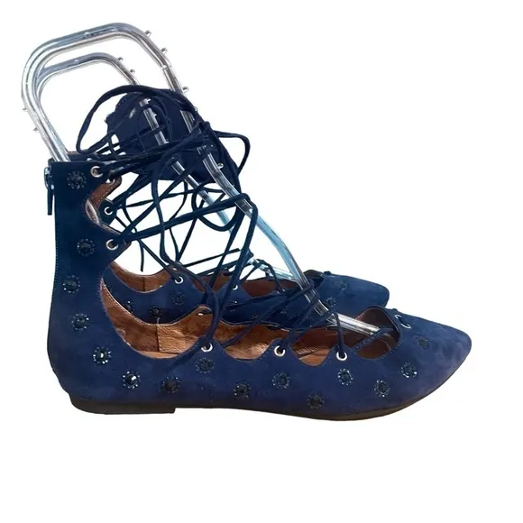 Jeffrey Campbell for Free People Lace Up Flats Embellished Size 9