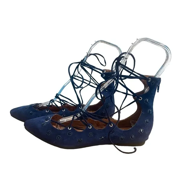 Jeffrey Campbell for Free People Lace Up Flats Embellished Size 9