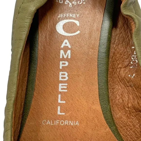 Jeffrey Campbell Handmade Ibiza Last Crest Bow Olive‎ Leather Ballet Flats