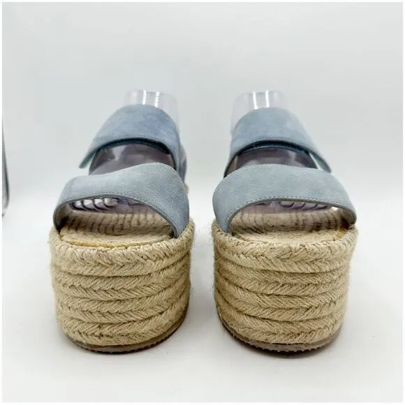 Jeffrey Campbell Light Blue Suede Espadrille Platform Wedge Sandal Size 9