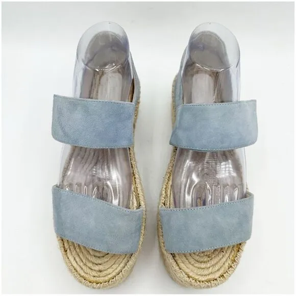 Jeffrey Campbell Light Blue Suede Espadrille Platform Wedge Sandal Size 9