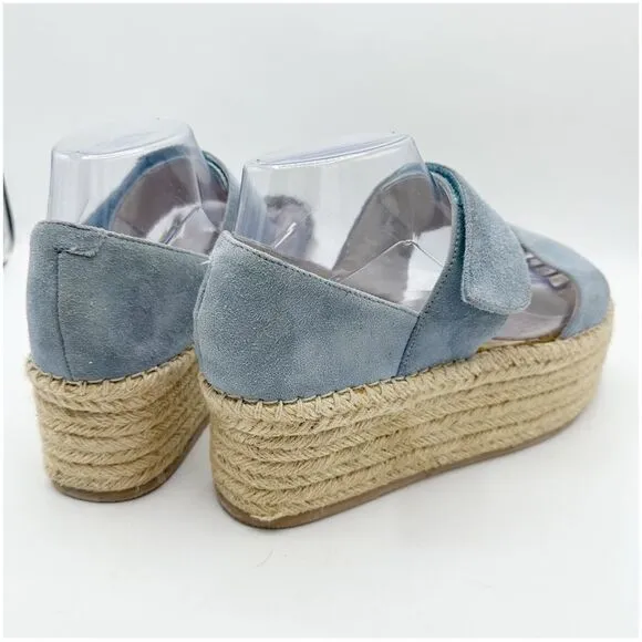 Jeffrey Campbell Light Blue Suede Espadrille Platform Wedge Sandal Size 9