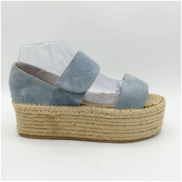 Jeffrey Campbell Light Blue Suede Espadrille Platform Wedge Sandal Size 9