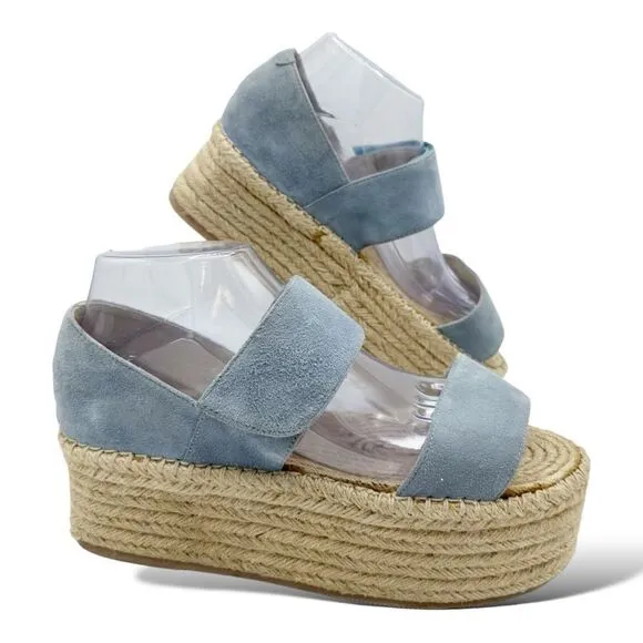 Jeffrey Campbell Light Blue Suede Espadrille Platform Wedge Sandal Size 9