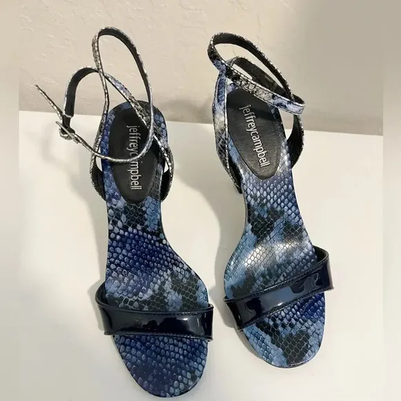 JEFFREY CAMPBELL Navy Blue Strappy Heel Sandals size 6.5