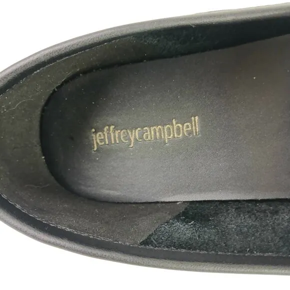 Jeffrey Campbell SZ 11 Velviteen Bit Loafers Black Leather Gold Hardware