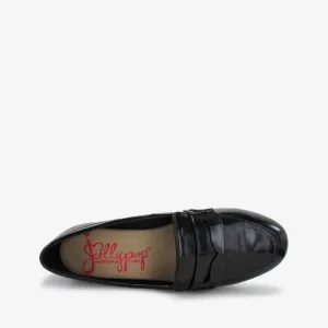 Jelly Pop Rossi Stylish Loafer Slip-On Block Heel Black Patent Size 7.5M NWB