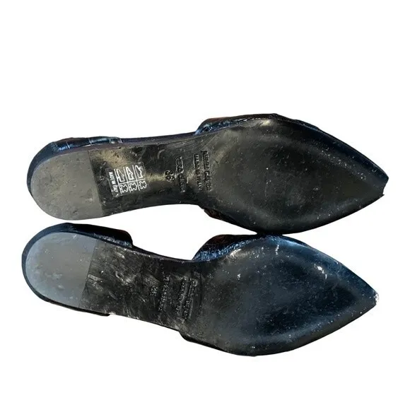 Jenni Kayne | Black d’Orsay Croc Embossed Pointed Flats EU 36 / 6