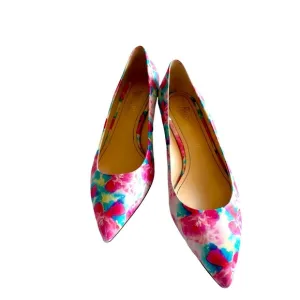 Jerome C. Rousseau Italian Floral Pink Pointed Toe Flats Size 39
