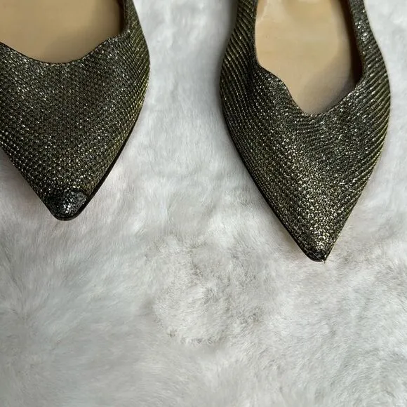 JIMMY CHOO ALINA Lame Glitter Light Bronze Ballet Flats Size 37 / US 7