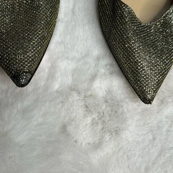 JIMMY CHOO ALINA Lame Glitter Light Bronze Ballet Flats Size 37 / US 7