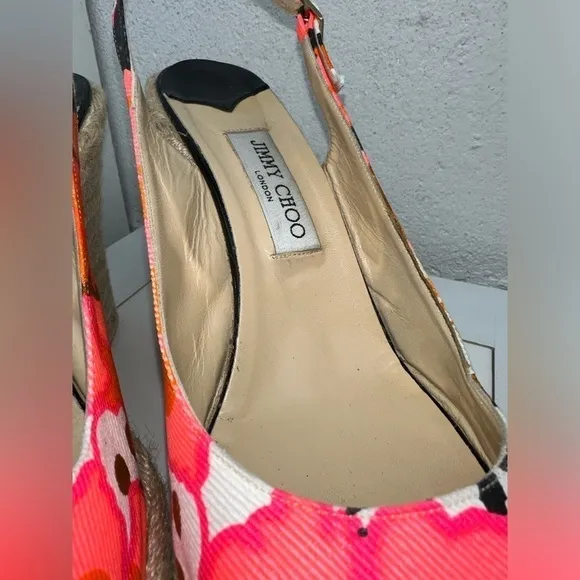 Jimmy Choo Espadrille Sandals Women’s Size 42 Wedge Peep Toe Heels Branded