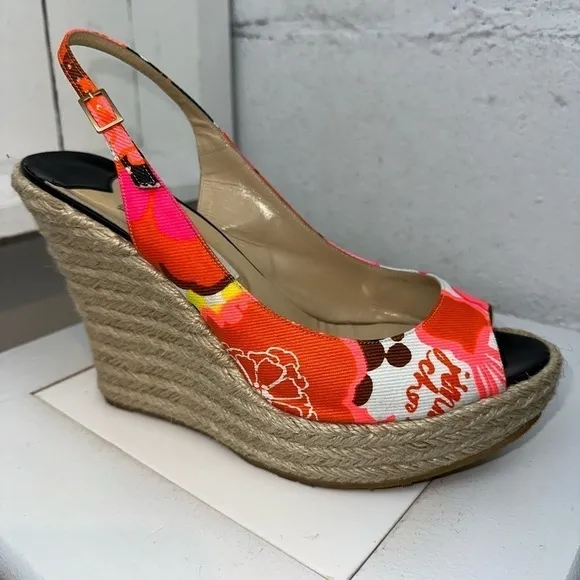 Jimmy Choo Espadrille Sandals Women’s Size 42 Wedge Peep Toe Heels Branded