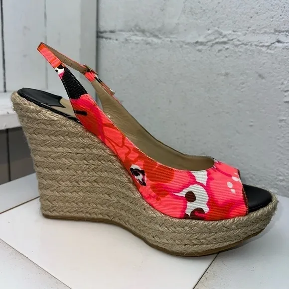 Jimmy Choo Espadrille Sandals Women’s Size 42 Wedge Peep Toe Heels Branded