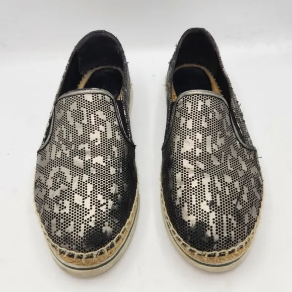 JIMMY CHOO Leather Lasercut Accents Espadrilles Size 38
