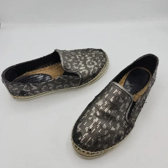 JIMMY CHOO Leather Lasercut Accents Espadrilles Size 38