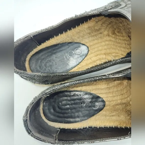 JIMMY CHOO Leather Lasercut Accents Espadrilles Size 38