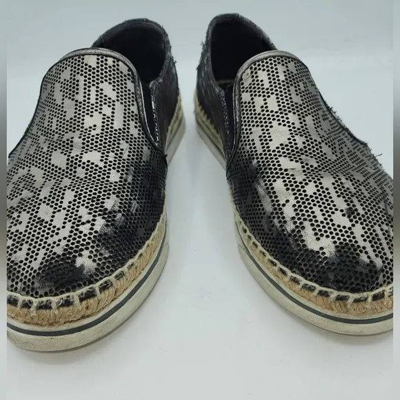JIMMY CHOO Leather Lasercut Accents Espadrilles Size 38