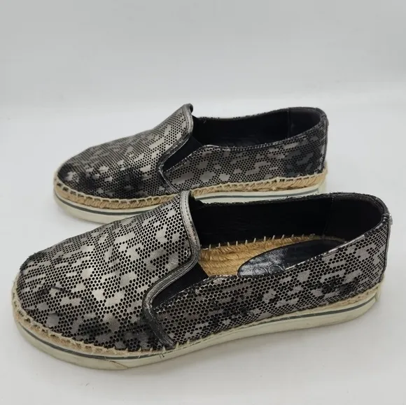 JIMMY CHOO Leather Lasercut Accents Espadrilles Size 38