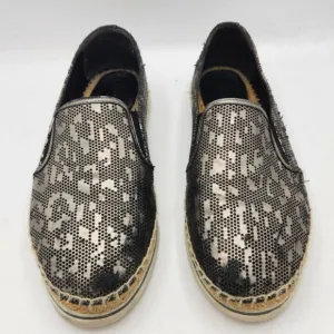 JIMMY CHOO Leather Lasercut Accents Espadrilles Size 38