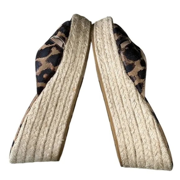 Jimmy Choo Leopard Print Metallic Platform Wedge Espadrille Sandals Mules - 11