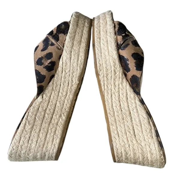 Jimmy Choo Leopard Print Metallic Platform Wedge Espadrille Sandals Mules - 11