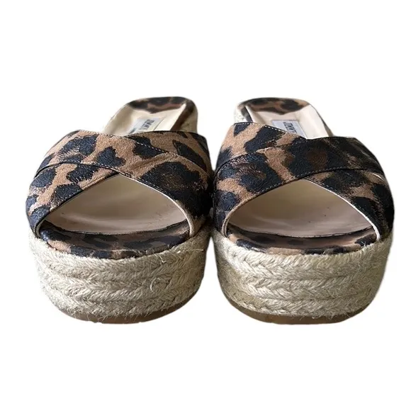 Jimmy Choo Leopard Print Metallic Platform Wedge Espadrille Sandals Mules - 11