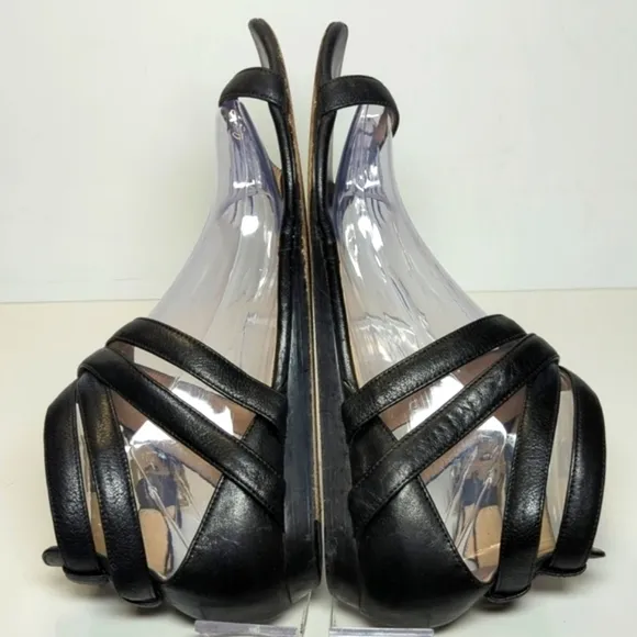 Jimmy Choo London black strappy gladiator wedge flat sandals womans size 9.5