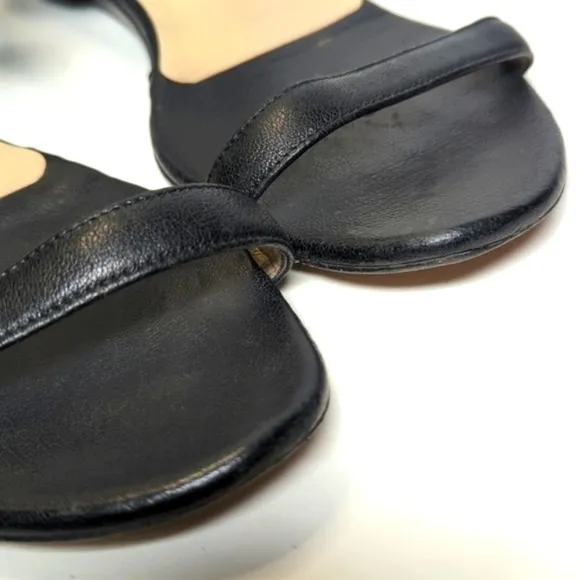 Jimmy Choo London black strappy gladiator wedge flat sandals womans size 9.5