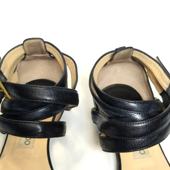 Jimmy Choo London black strappy gladiator wedge flat sandals womans size 9.5