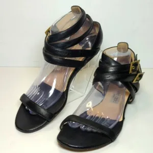 Jimmy Choo London black strappy gladiator wedge flat sandals womans size 9.5