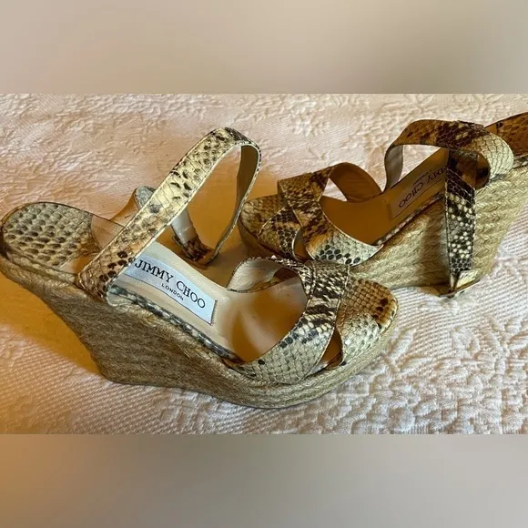 Jimmy Choo snakeskin espadrilles. Lightly loved.  Perfect with any outfit