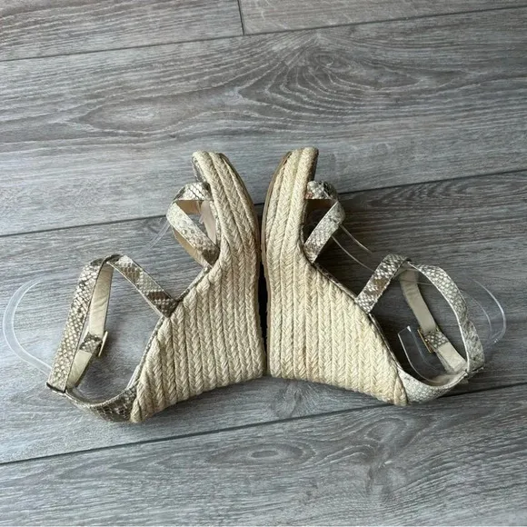 Jimmy Choo Snakeskin Espadrilles Wedge Sandals