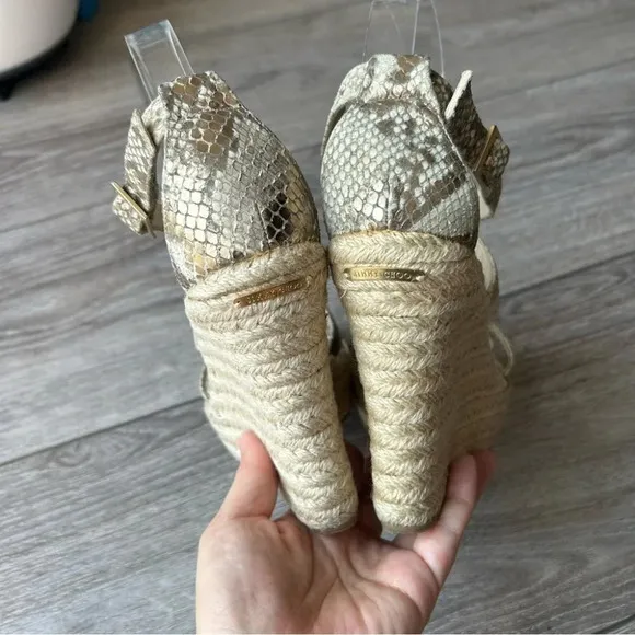 Jimmy Choo Snakeskin Espadrilles Wedge Sandals