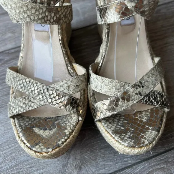 Jimmy Choo Snakeskin Espadrilles Wedge Sandals