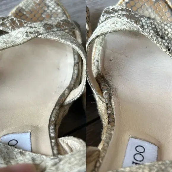Jimmy Choo Snakeskin Espadrilles Wedge Sandals