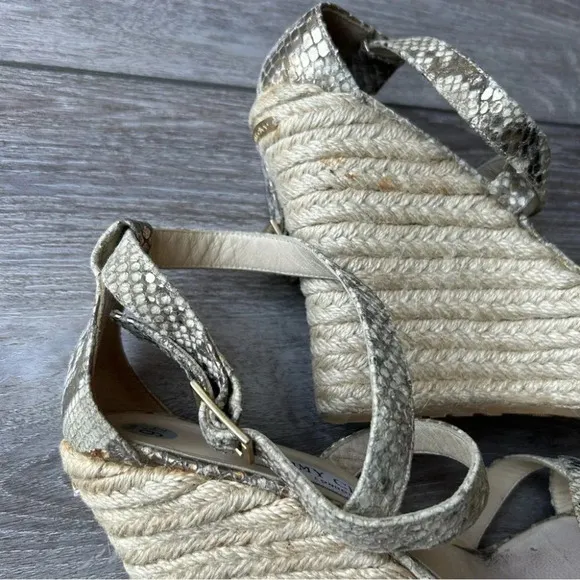Jimmy Choo Snakeskin Espadrilles Wedge Sandals