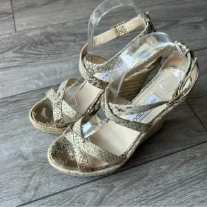 Jimmy Choo Snakeskin Espadrilles Wedge Sandals